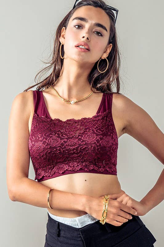 Urban Daizy Romantic Lace Longline Bralette Top Brick Bralette - Women's (UDZ-TP-00022) – alternate view 6