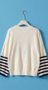 Urban Daizy Nautical Anchor Knit Top Striped Sleeve Ivory Knit Top - Women's (UDZ-TP-01047) – alternate view 2