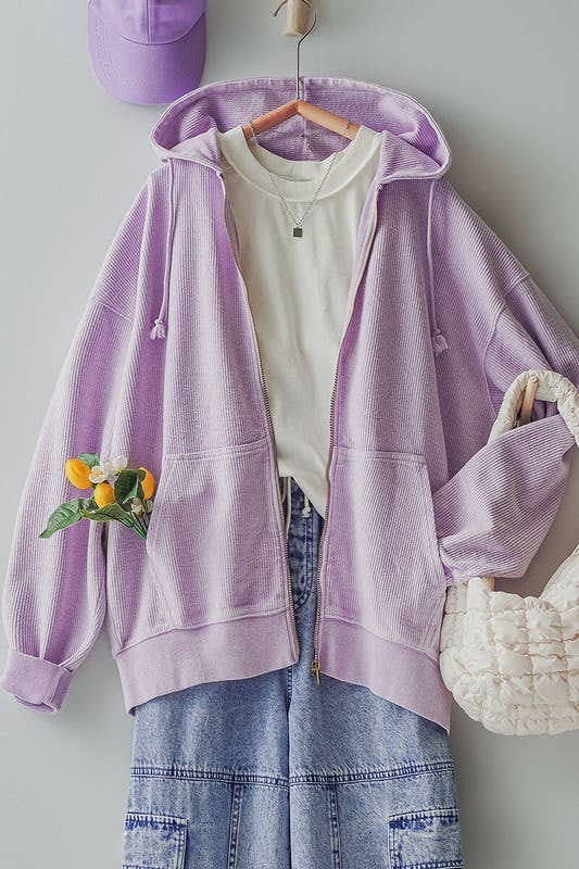 Urban Daizy Oversized Ribbed Dolman Sleeve Hoodie Cream Hoodie - Women's (UDZ-KN-00313) – alternate view 31