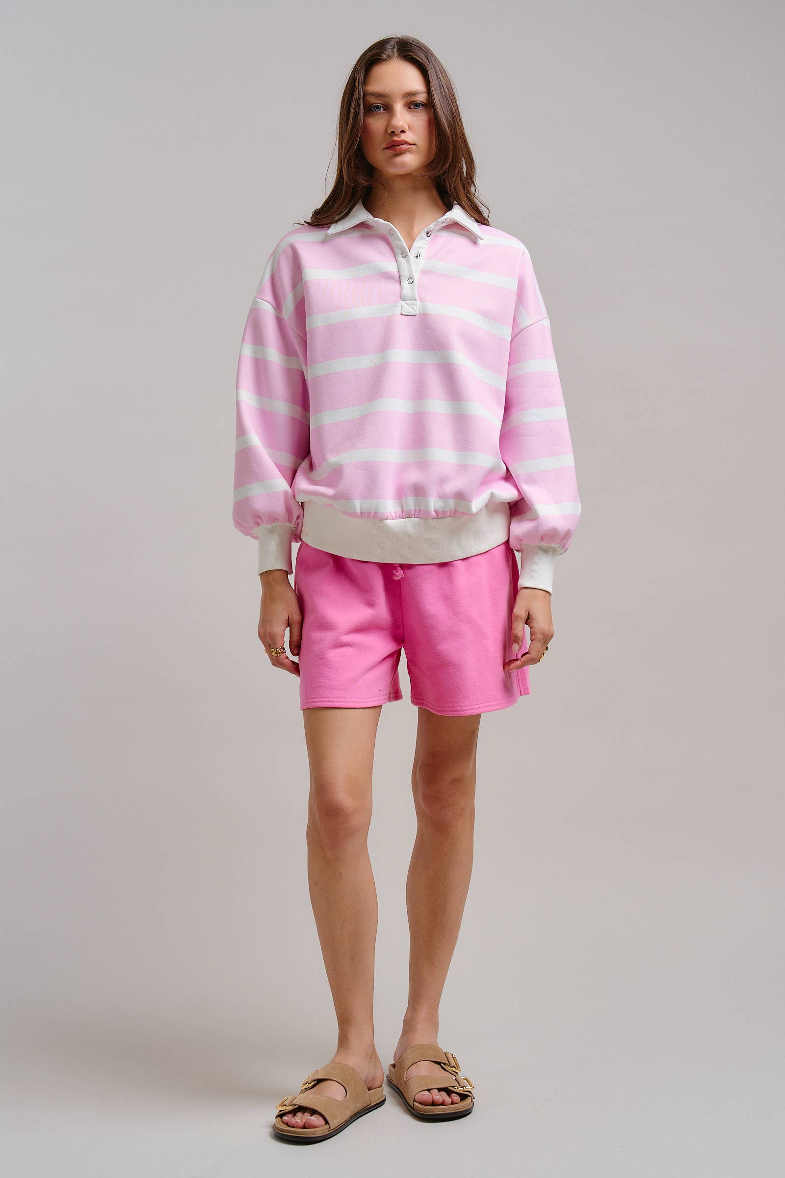 Drawstring Sweat Shorts Side Slit
