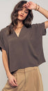 Urban Daizy Relaxed V-Neck Top with Folded Sleeves Ivory Blouse - Women's (UDZ-TP-00570) – alternate view 18