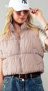 Urban Daizy Stand Collar Quilted Elastic Hem Puffer Vest Azure Outerwear Vest - Women's (UDZ-OT-00268) – alternate view 2