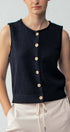 Urban Daizy Relaxed Button-Front Knit Sleeveless Top Black Sweater Vest - Women's (UDZ-SK-00127)