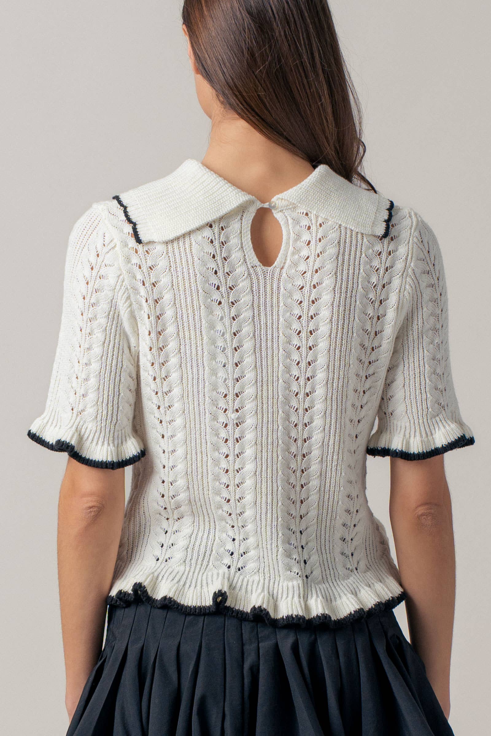 Crochet Knit Ruffled Top
