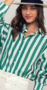 Urban Daizy Oversized Stripe Button Down Collared Shirt Blue Button Down Shirt - Women's (UDZ-TP-00759) – alternate view 25