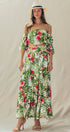 Urban Daizy Off Shoulder Crop Top with Floral Maxi Skirt White Top & Skirt Set - Women's (UDZ-AC-00238)