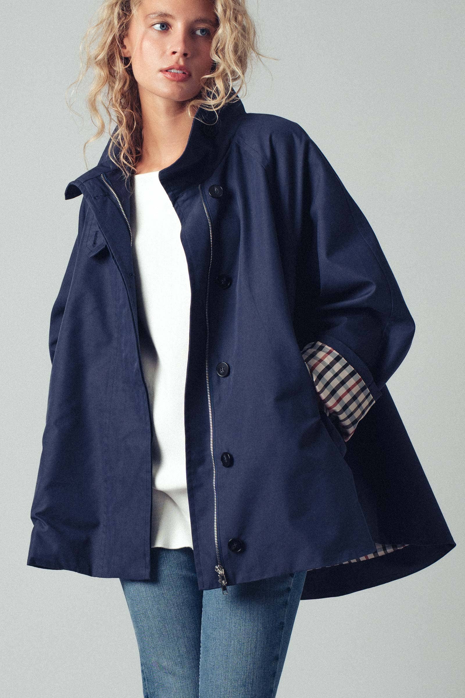 Urban Daizy Modern A-Line Trench Jacket Navy Jacket - Women's (UDZ-TP-00812) – alternate view 6