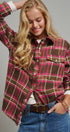 Oversized Plaid Button-Up Flannel Shirt w Pockets in BROWN MULTI - Women's Shirts & Blouses | Urban Daizy