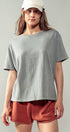 Urban Daizy Loose Fit Short Sleeve Cotton Casual Top Grey T-Shirt - Women's (UDZ-TP-00555)