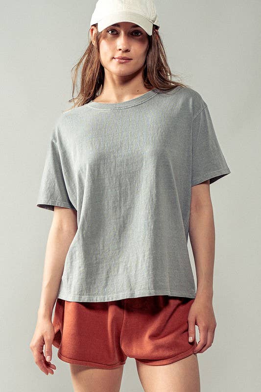 Urban Daizy Loose Fit Short Sleeve Cotton Casual Top Grey T-Shirt - Women's (UDZ-TP-00555)