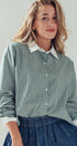 Urban Daizy Gingham Contrast Collar Button Down Shirt Green Button Down Shirt - Women's (UDZ-TP-01005) – alternate view 2