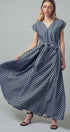 Urban Daizy Mixed Stripe Belted V-Neck Maxi Dress Navy Dress - Women's (UDZ-DR-00392) – alternate view 2