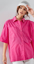 Urban Daizy Oversized Cotton Button-Up Shirt Magenta Button Down Shirt - Women's (UDZ-TP-00558) – alternate view 2