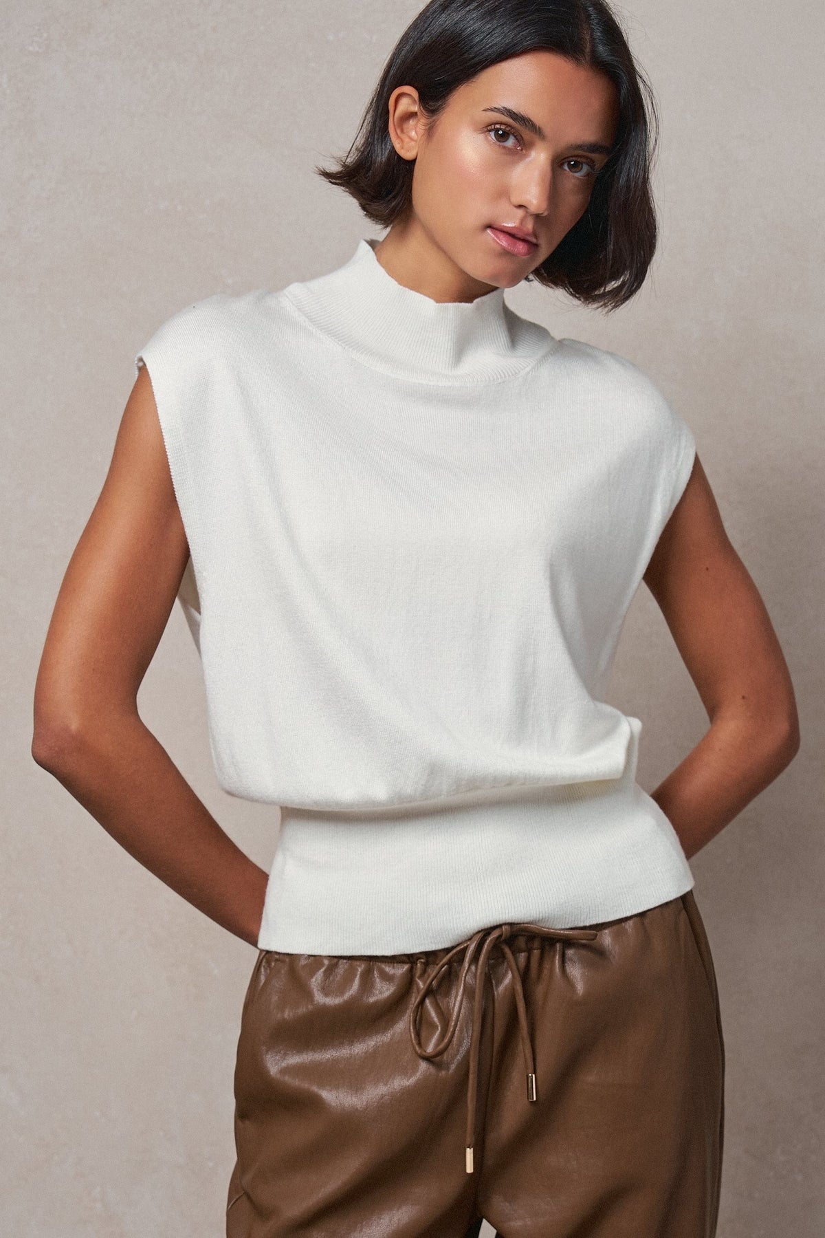 Uptown Mockneck Blouson Top in IVORY - Women's Sweaters | Urban Daizy