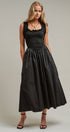 Soft Ruffle Bodice Midi Dress in BLACK - Women's Dresses | Urban Daizy