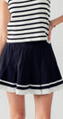 Urban Daizy Striped Waistband Pleated Skirt Black White Skirt - Women's (UDZ-SK-00066)