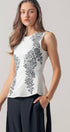 Urban Daizy Floral Embroidered Sleeveless Knit Peplum Top Ivory-Black Tank Top - Women's (UDZ-TP-01059) – alternate view 4