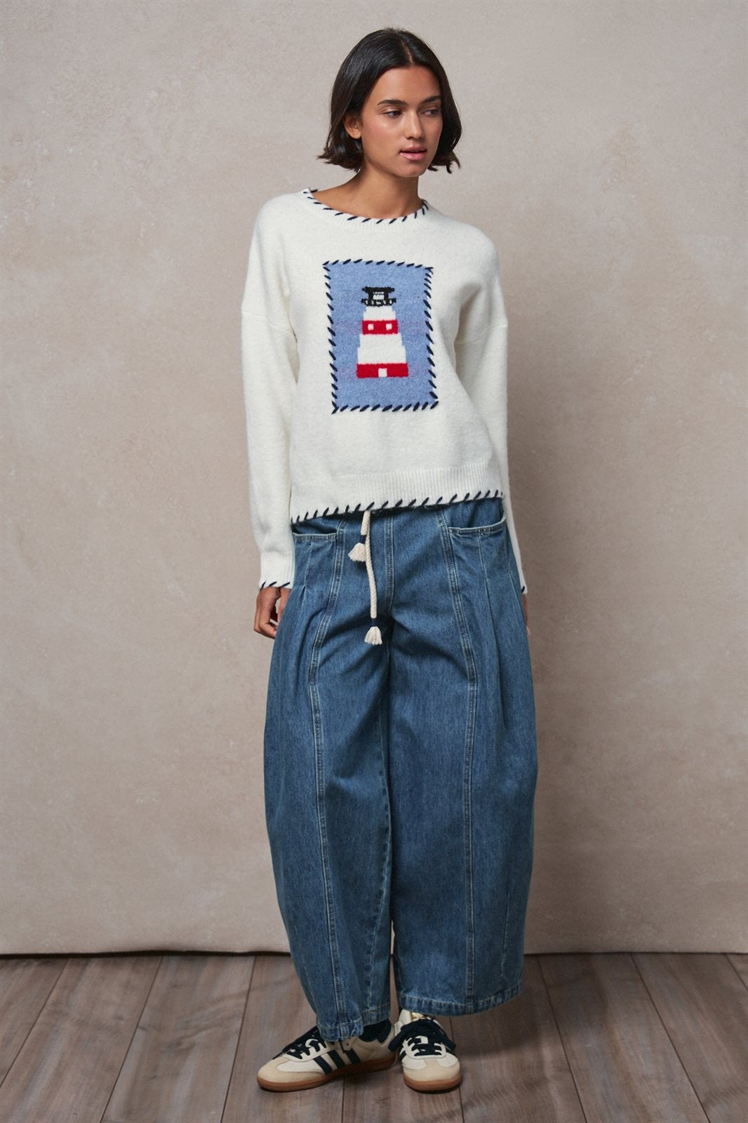 Lighthouse Knit Sweater in IVORY - Women's Sweaters | Urban Daizy