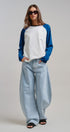 All-Star Vintage Baseball Tee in BLUE - Women's T-Shirts & Polos | Urban Daizy