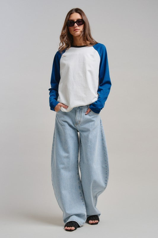 All-Star Vintage Baseball Tee in BLUE - Women's T-Shirts & Polos | Urban Daizy