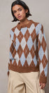 Argyle Polo Collar Sweater in BROWN MULTI - Women's Sweaters | Urban Daizy