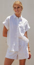 Coastal Ease Linen Short Sleeve Shirt in WHITE - Women's Tops | Urban Daizy