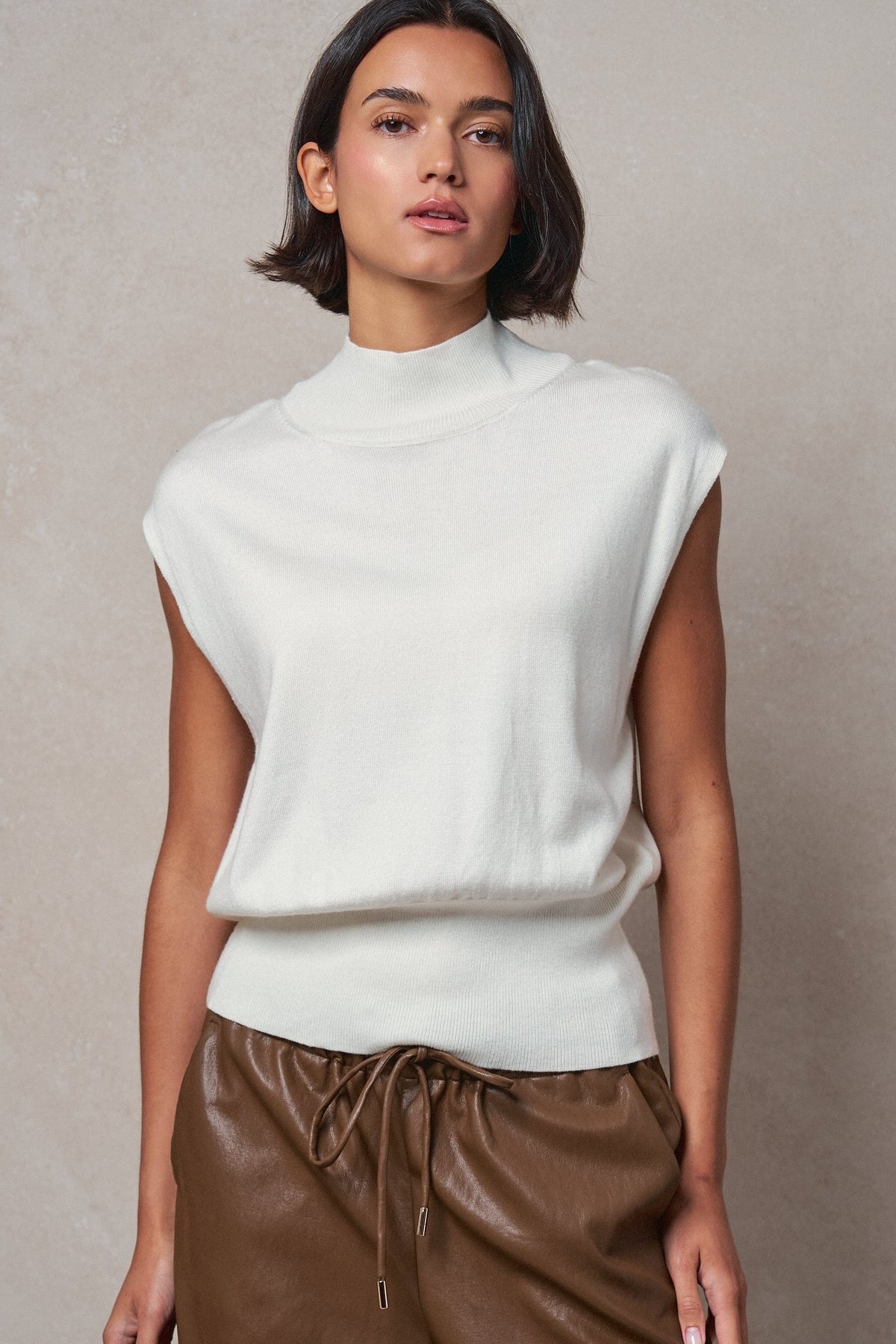 Uptown Mockneck Blouson Top in IVORY - Women's Sweaters | Urban Daizy