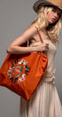 Urban Daizy Western Embroidered Horse Motif Drawstring Bag Orange Tote Bag - Women's (UDZ-DR-00388) – alternate view 4
