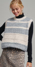 Striped Fuzzy Knit Sweater Vest in GREY - Women's Sweater Vests | Urban Daizy