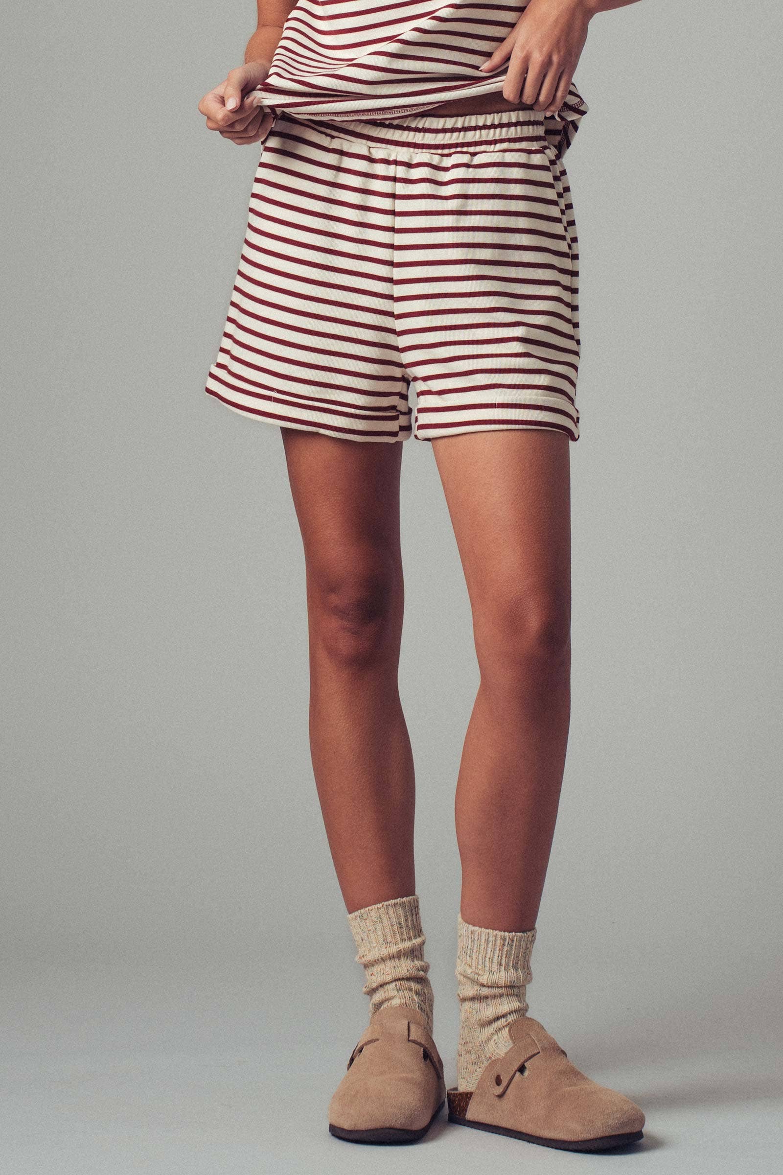 Urban Daizy Striped Knit Lounge Shorts Black Lounge Shorts - Women's (UDZ-TP-00814) – alternate view 17