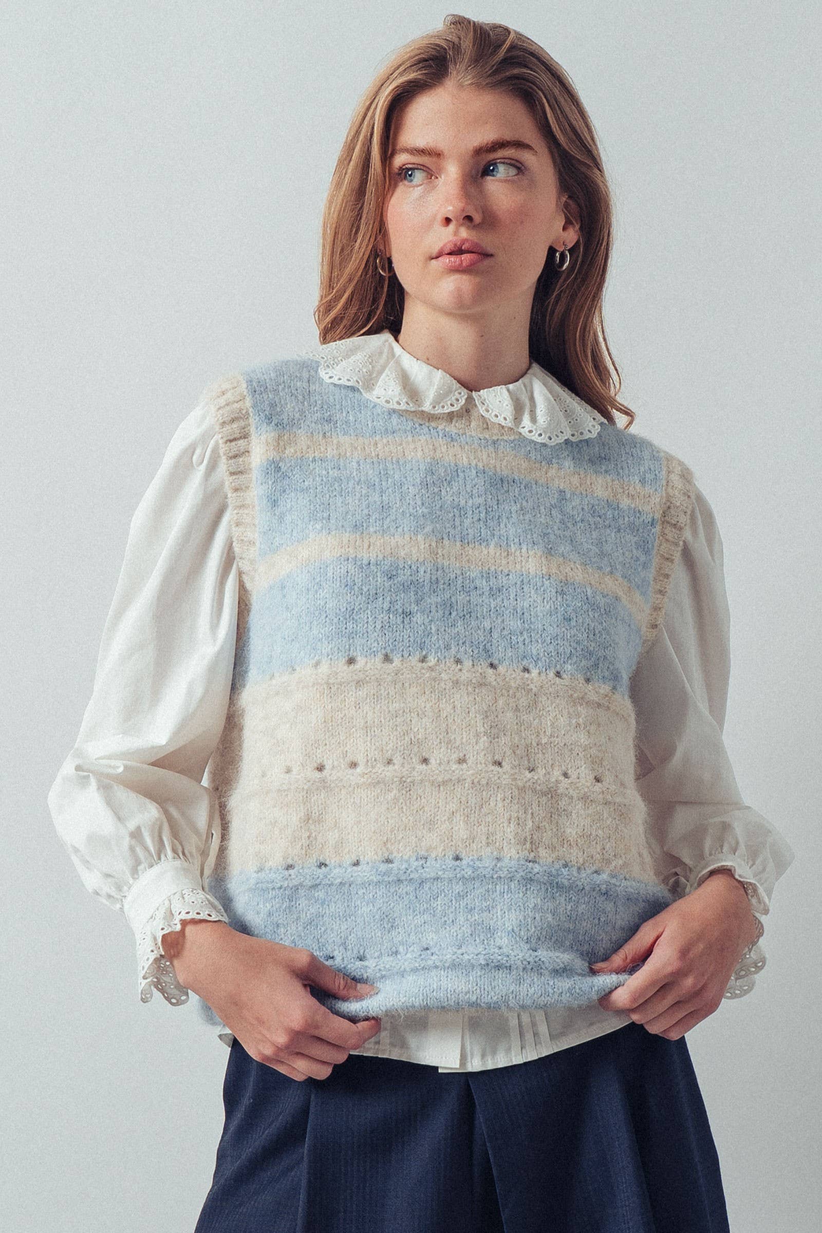 Striped Boho Knit Sweater Vest