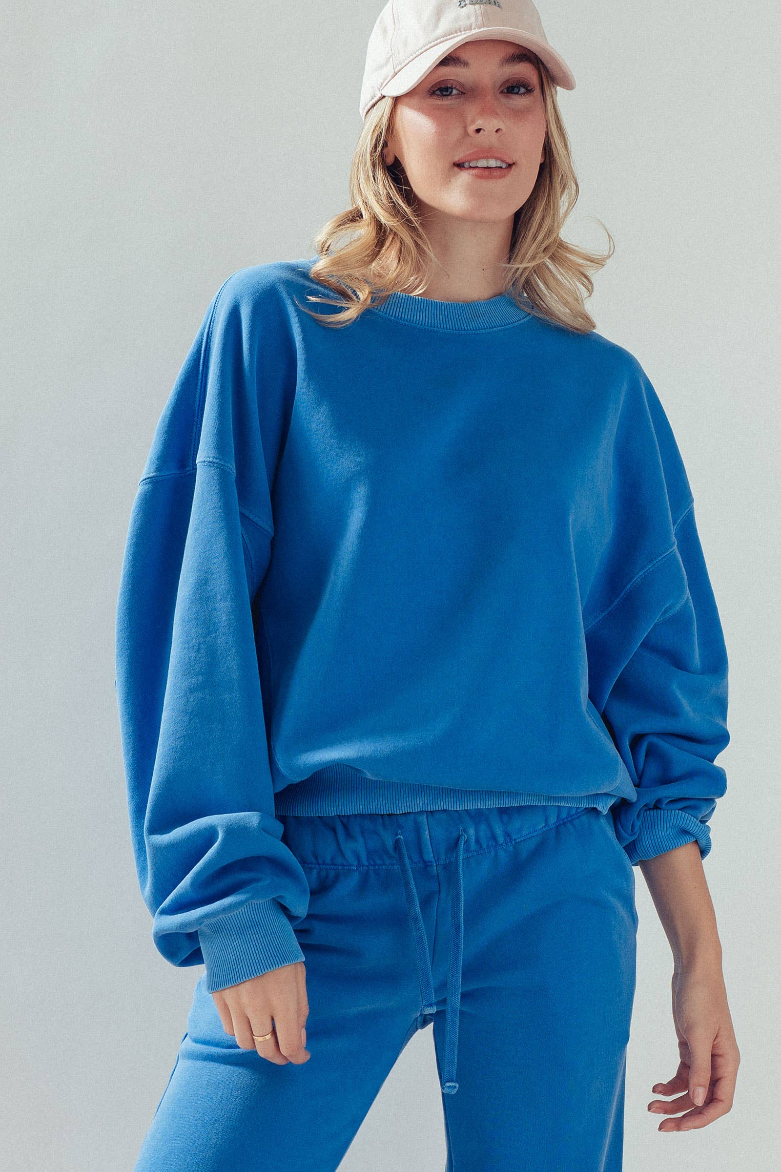 Crew Neck Comfort Washed  Spring Sweatshirt