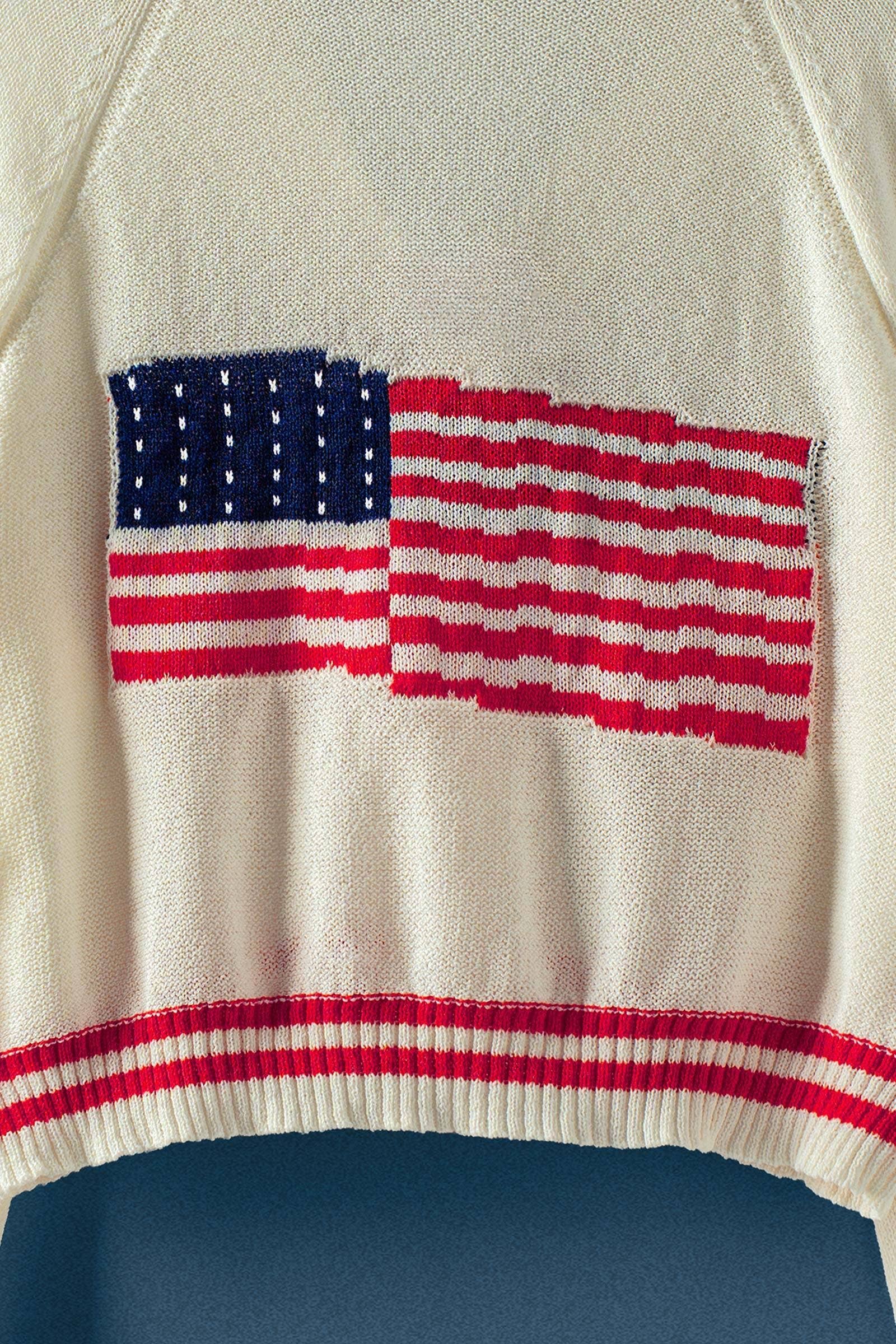 Urban Daizy American Flag Star Shawl Collar Cardigan Ivory Cardigan - Women's (UDZ-KN-01028) – alternate view 3