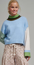 Paneled Hues Knit Sweater in BLUE SAGE - Women's Sweaters | Urban Daizy