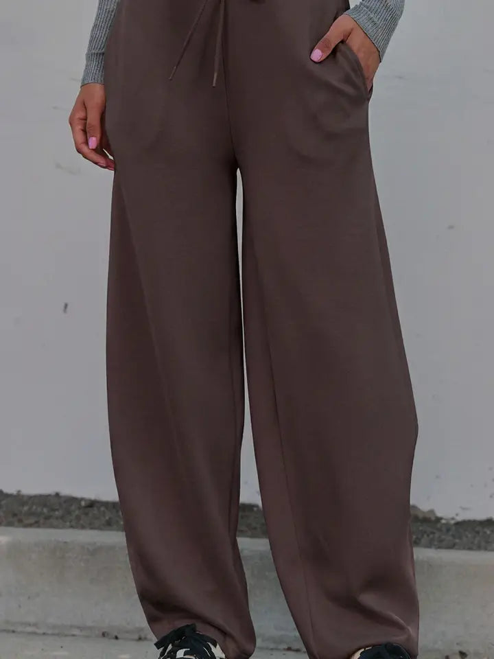 Scuba Knit Barrel Leg Pant with Drawstring