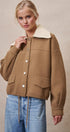 Sweater Knit Button Front Jacket with Detachable Collar in OLIVE - Women's Jackets & Blazers | Urban Daizy