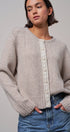 Elegant Wool Blend Cardigan with Lace Trim Detail in MOCHA - Women's Cardigans & Shrugs | Urban Daizy