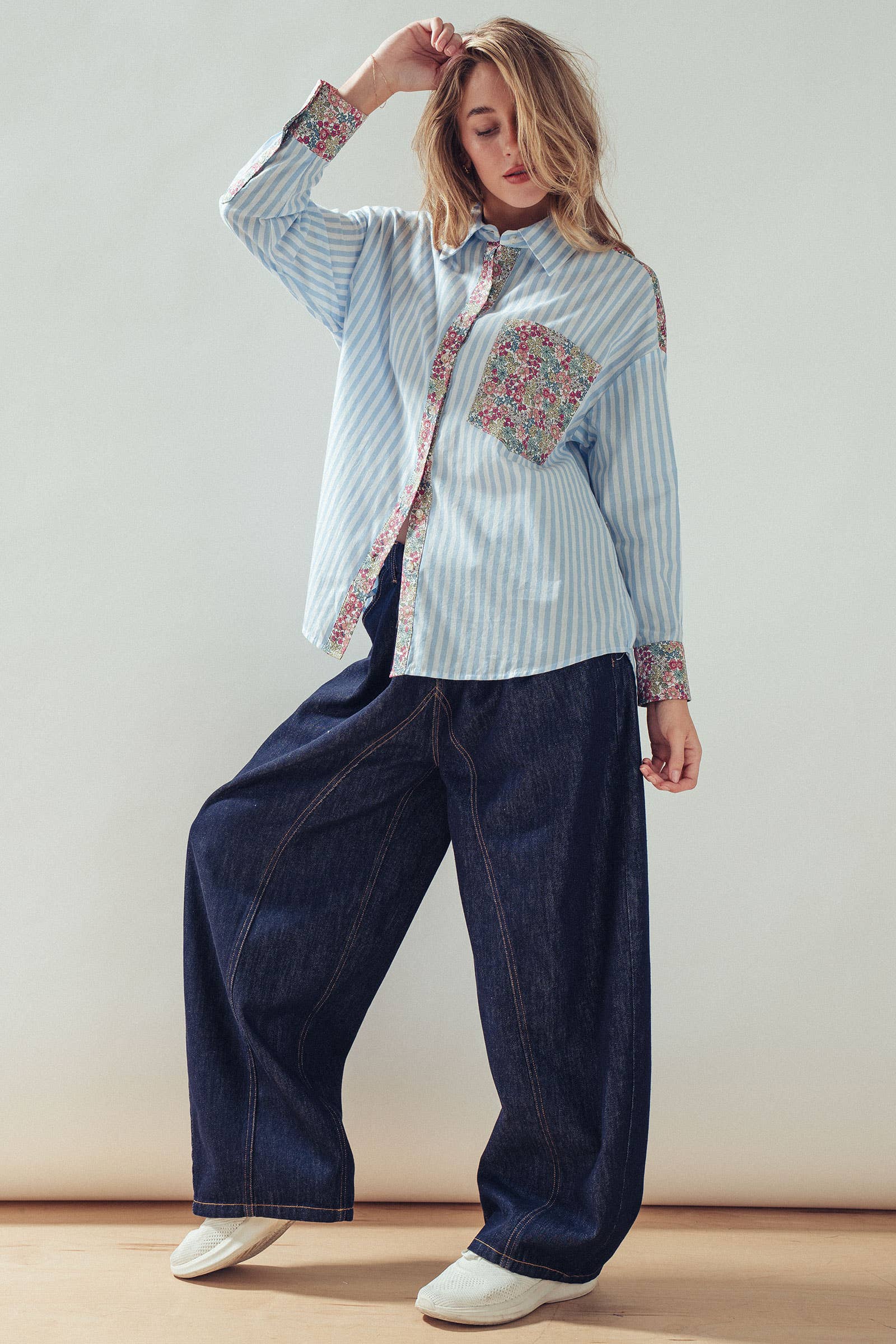 Drawstring Waist Dark Wash Barrel Leg Jeans