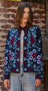 Embroidered Corduroy Jacket with Folk Floral Scroll in NAVY - Women's Jackets & Blazers | Urban Daizy
