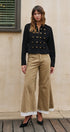 Wide Leg Lace Hem Denim Casual Pants in TAUPE	 - Women's Casual Pants | Urban Daizy
