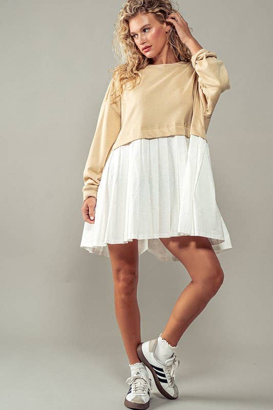 Urban Daizy Pleated Skirt Layered Statement Sweater Dress Rust Dress - Women's (UDZ-DR-00306) – alternate view 10