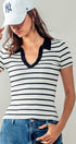 Urban Daizy Ribbed Stripe V-Neck Knit Top Ivory Knit Top - Women's (UDZ-TP-00562) – alternate view 5