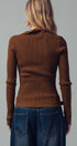Urban Daizy Classic Fitted Ribbed Knit Polo Sweater Brown Knit Sweater - Women's (UDZ-KN-00657) – alternate view 10
