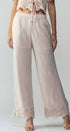 Urban Daizy Embroidered Eyelet Flutter Sleeve Top and Wide Leg Pants Natural Top & Pant Set (NOT Loungewear) - Women's (UDZ-PT-00354) – alternate view 9