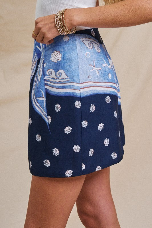 Ocean Print  Skirt