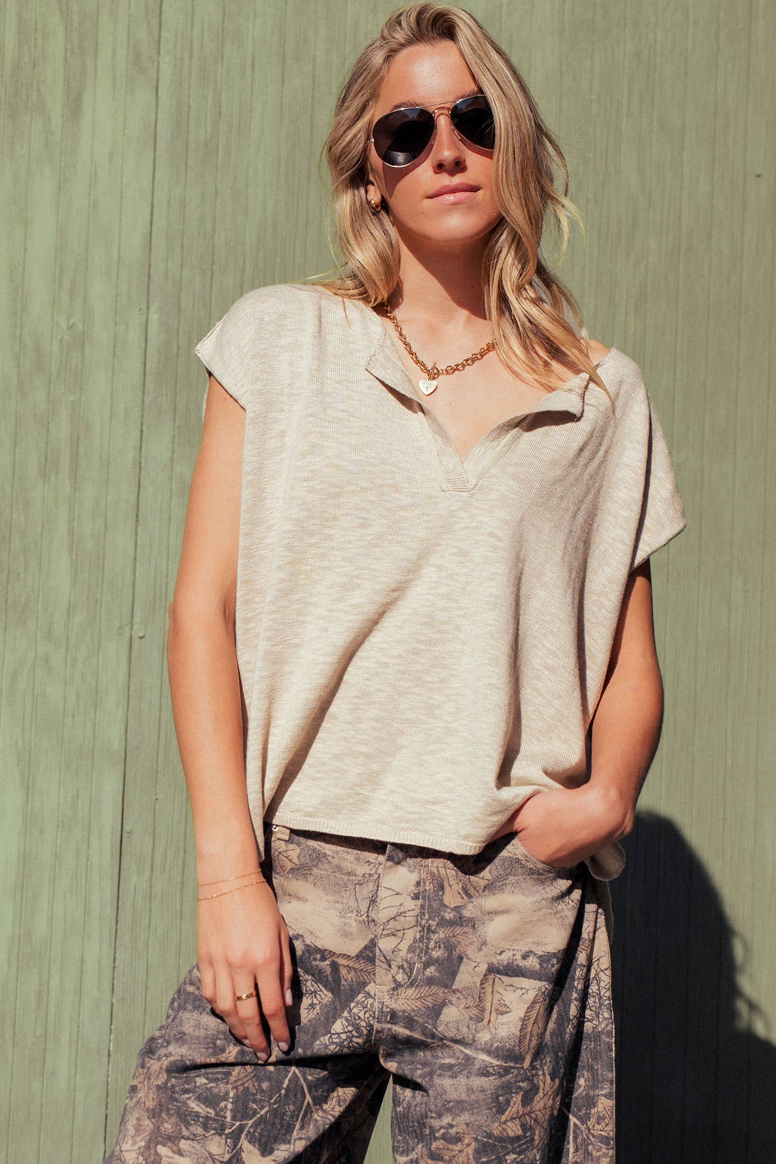 Urban Daizy Split Neck Cap Sleeve Cotton Blend Top Teal Blouse - Women's (UDZ-TP-01049) – alternate view 19