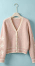 Urban Daizy Star Sleeve Striped Hem V-Neck Cardigan Ivory-Navy Cardigan - Women's (UDSW0347-Ivory-Navy) – alternate view 3