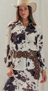 Urban Daizy Cowhide Print Western Button Down Shirt Animal-Print Button Down Shirt - Women's (UDTP1224) – alternate view 3