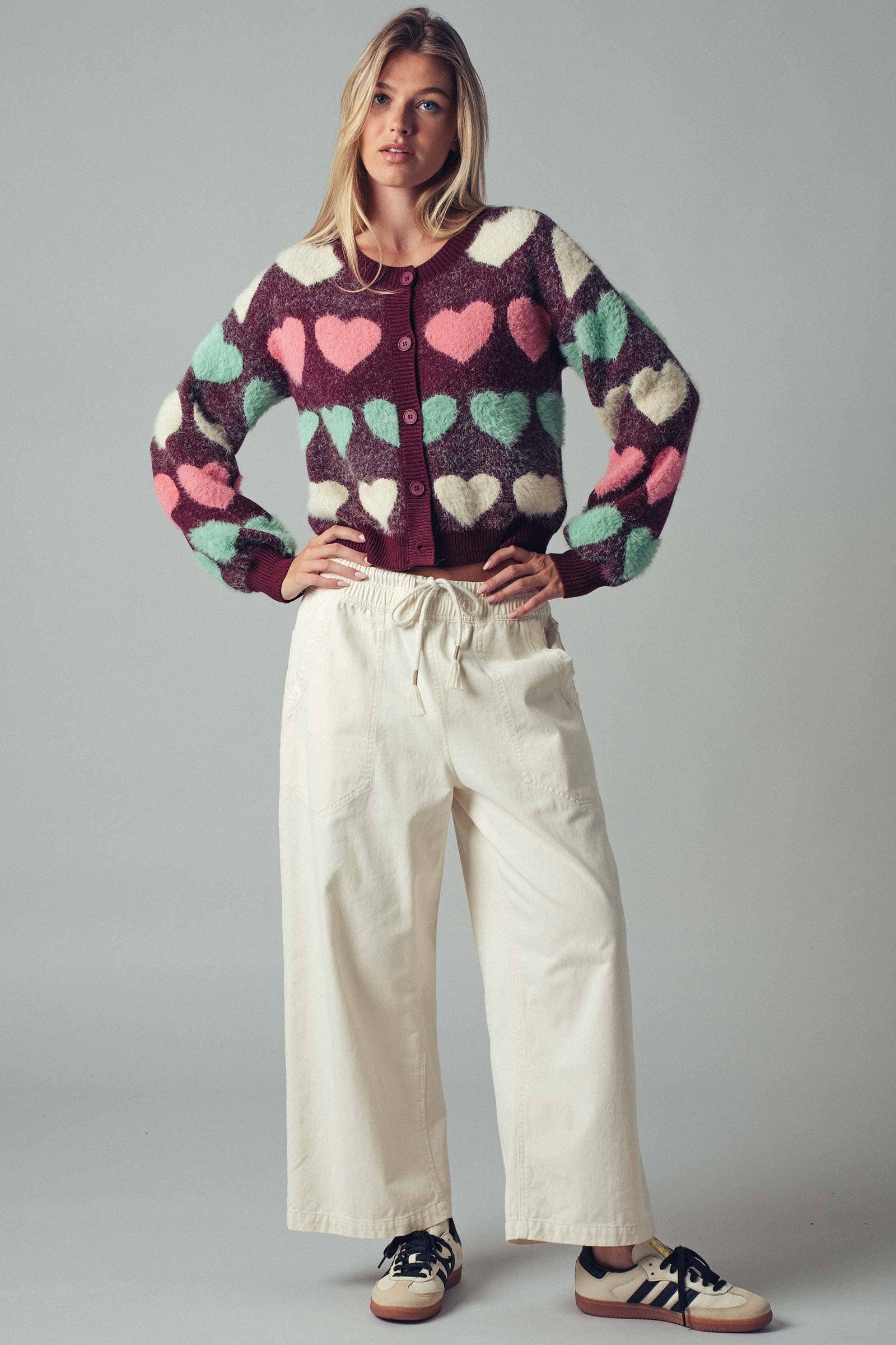 Light Blue Wide-Leg Cropped Pants