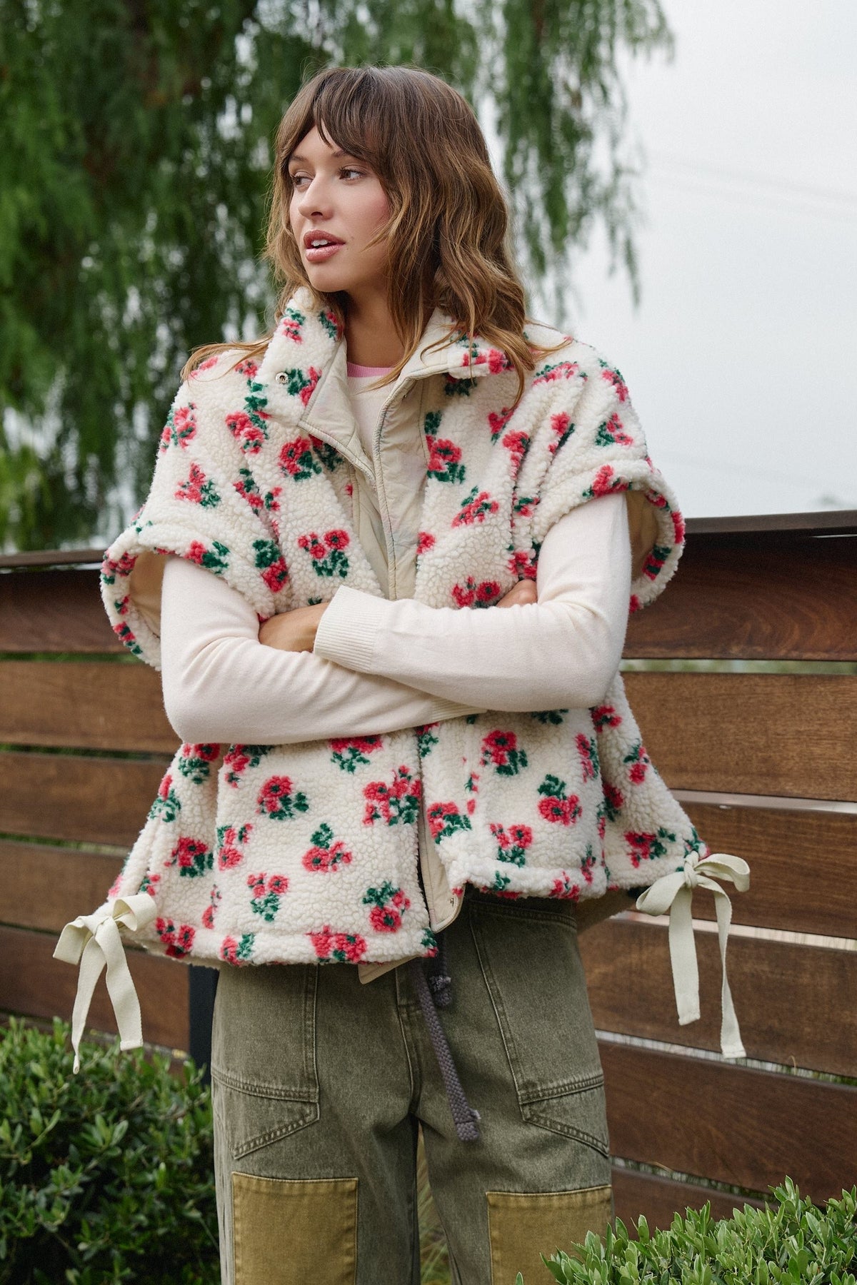 Painted Garden Fuzzy Vest in PRINT - Women's Vests | Urban Daizy